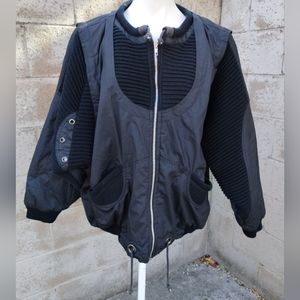 SODA Y2K Black Ribbed Zip Up Vented Pits Coat